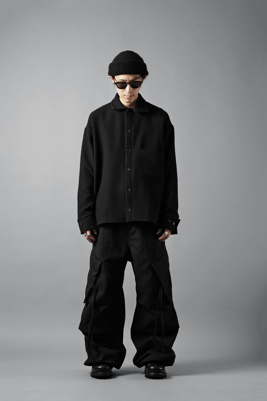 Load image into Gallery viewer, N/07 OPEN COLLAR L/S SHIRT / FRENCH CARZE (BLACK)