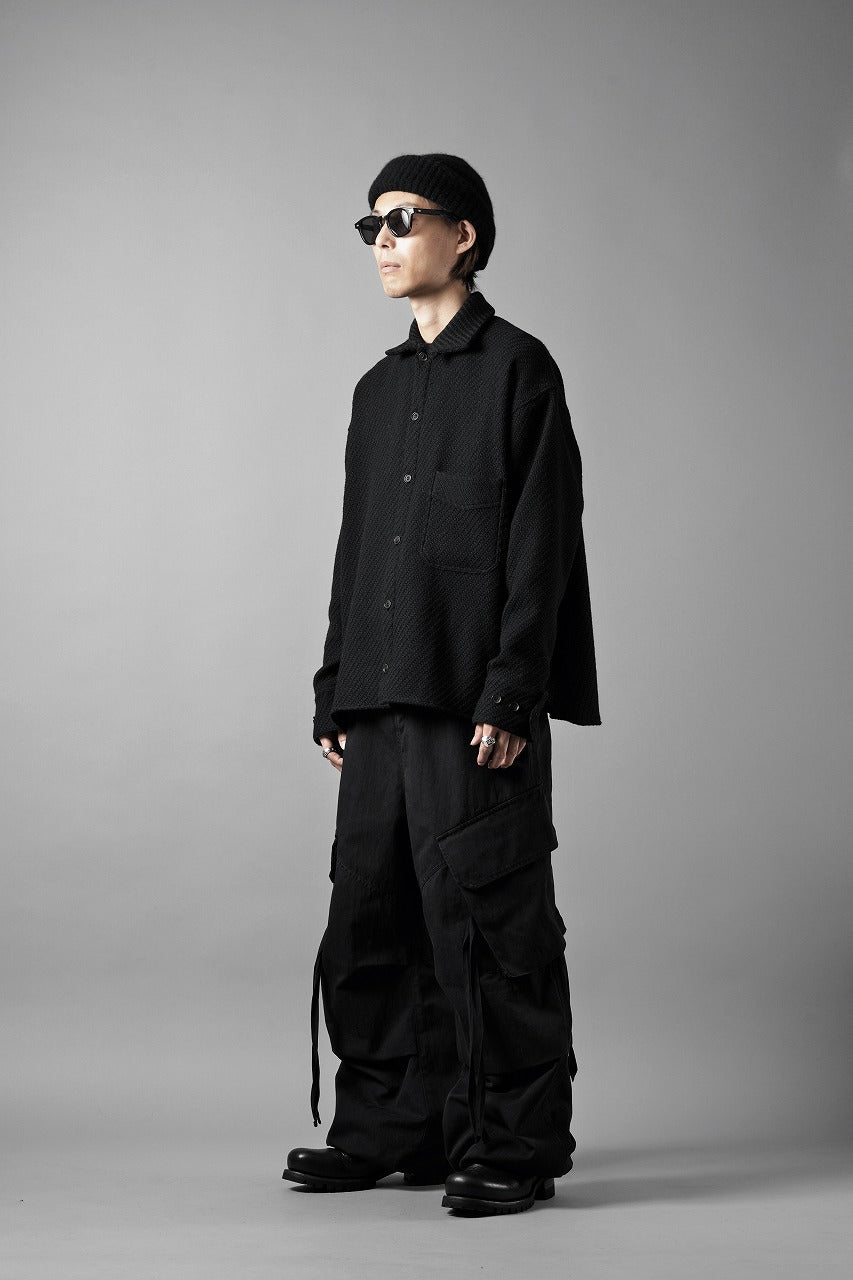 Load image into Gallery viewer, N/07 OPEN COLLAR L/S SHIRT / FRENCH CARZE (BLACK)