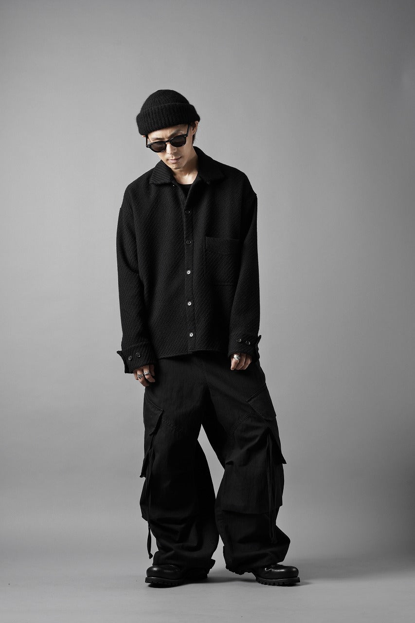 Load image into Gallery viewer, N/07 OPEN COLLAR L/S SHIRT / FRENCH CARZE (BLACK)