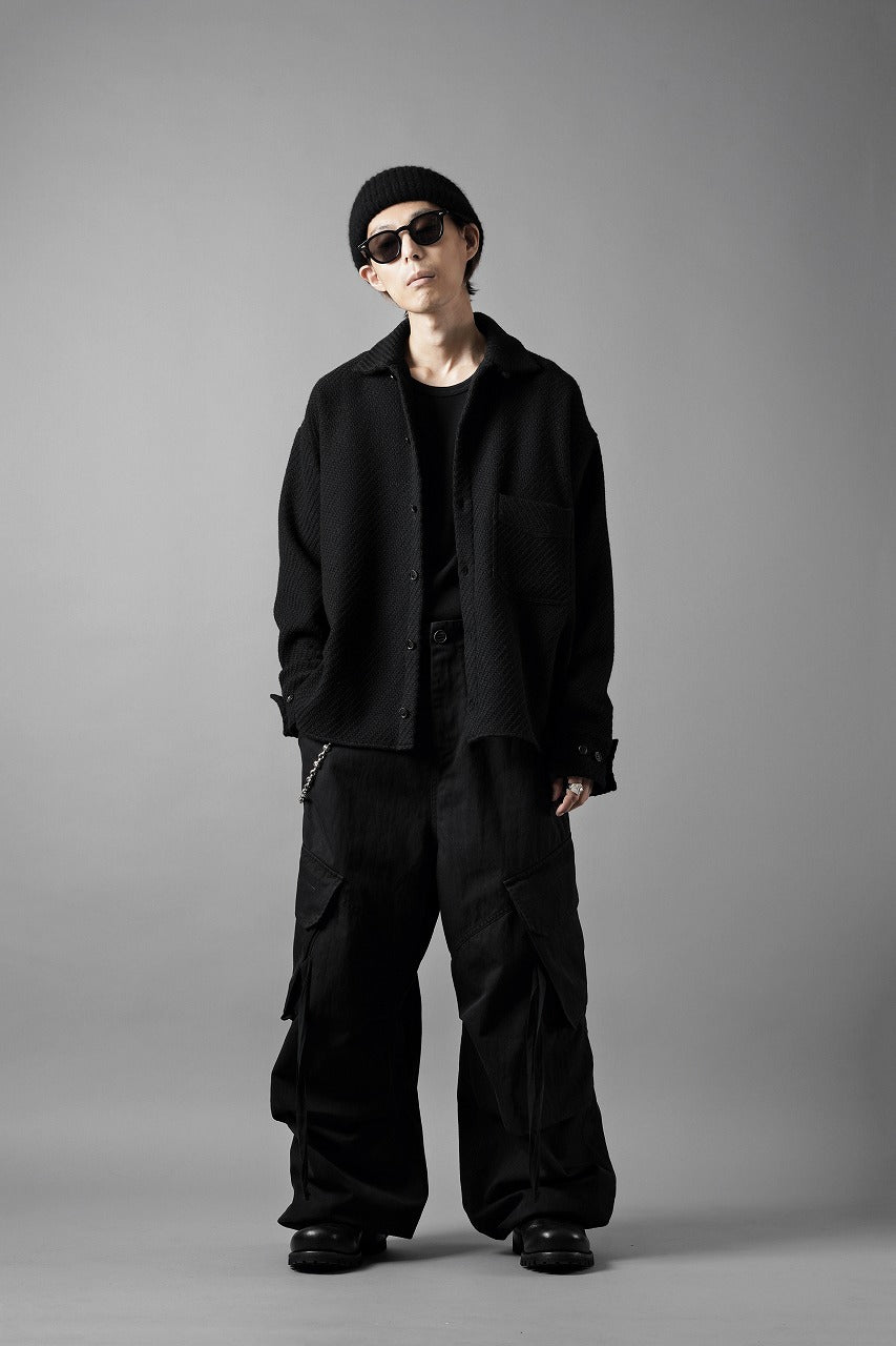 Load image into Gallery viewer, N/07 OPEN COLLAR L/S SHIRT / FRENCH CARZE (BLACK)