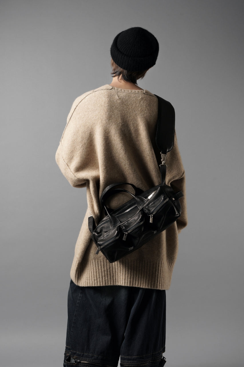 画像をギャラリービューアに読み込む, Portaille GP22 MILITARY BOSTON BAG / ROMA SOFT TANNED HORSE LEATHER (DEEP BLACK)