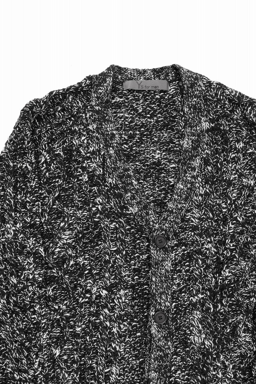 Y's for men V-NECK ARAN KNIT CARDIGAN (BLACK)