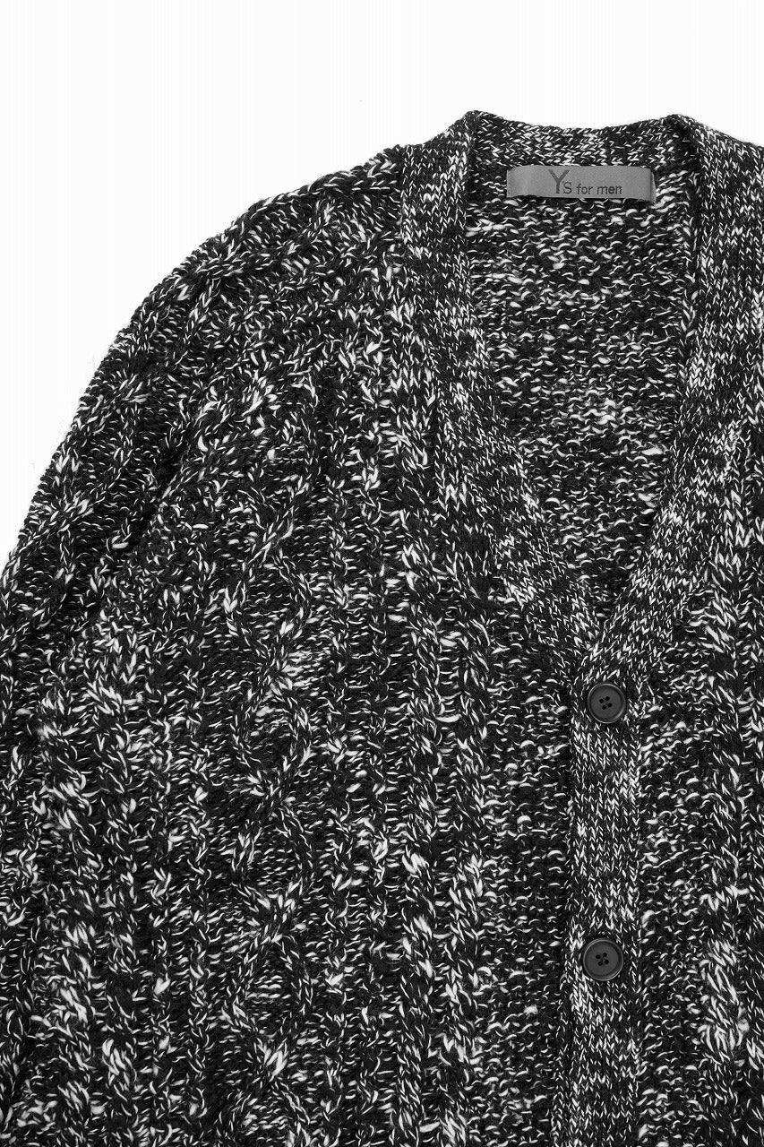 画像をギャラリービューアに読み込む, Y&#39;s for men V-NECK ARAN KNIT CARDIGAN (BLACK)
