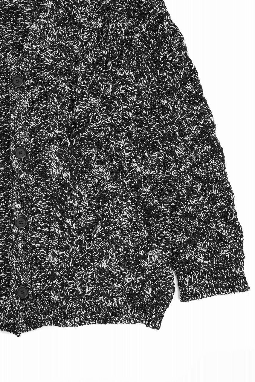 Y's for men V-NECK ARAN KNIT CARDIGAN (BLACK)