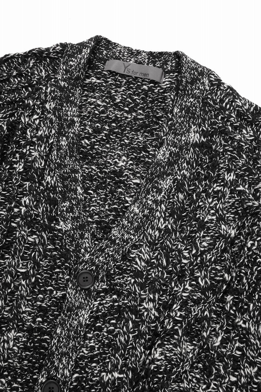 Y's for men V-NECK ARAN KNIT CARDIGAN (BLACK)