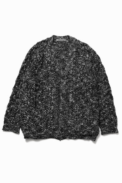Y's for men V-NECK ARAN KNIT CARDIGAN (BLACK)
