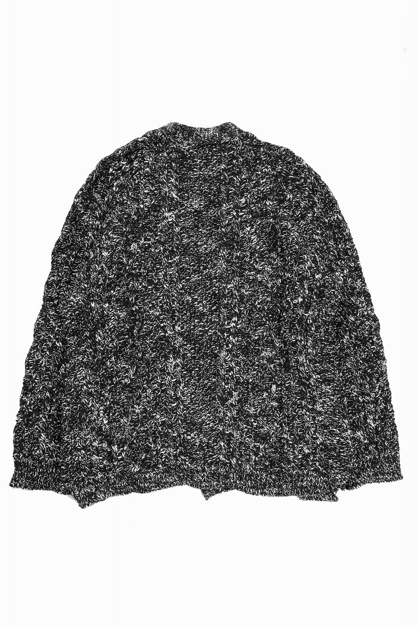 画像をギャラリービューアに読み込む, Y&#39;s for men V-NECK ARAN KNIT CARDIGAN (BLACK)