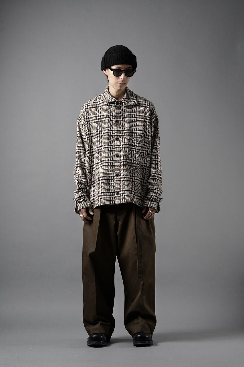 画像をギャラリービューアに読み込む, N/07 OPEN COLLAR L/S SHIRT / HOUNDSTOOTH GLEN CHECK (WHITE x BROWN)