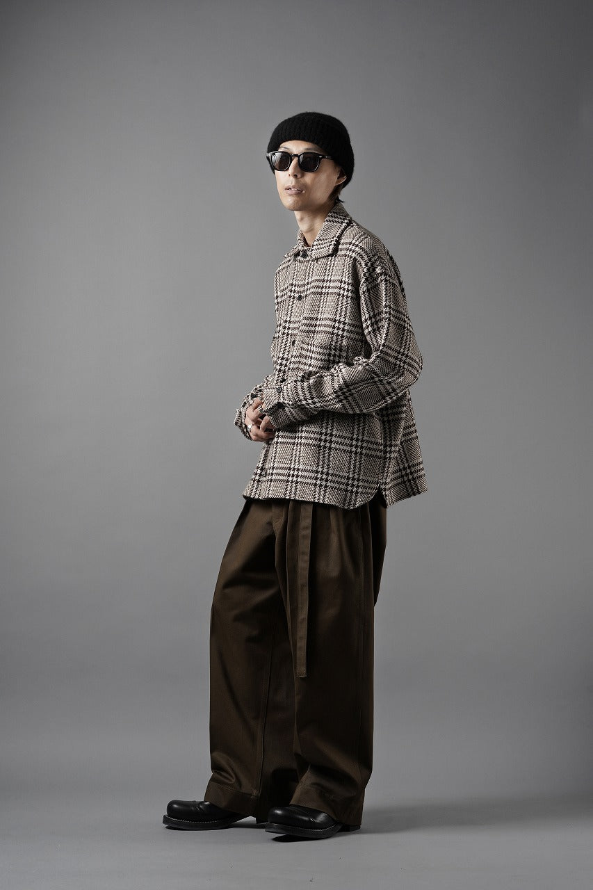 画像をギャラリービューアに読み込む, N/07 OPEN COLLAR L/S SHIRT / HOUNDSTOOTH GLEN CHECK (WHITE x BROWN)