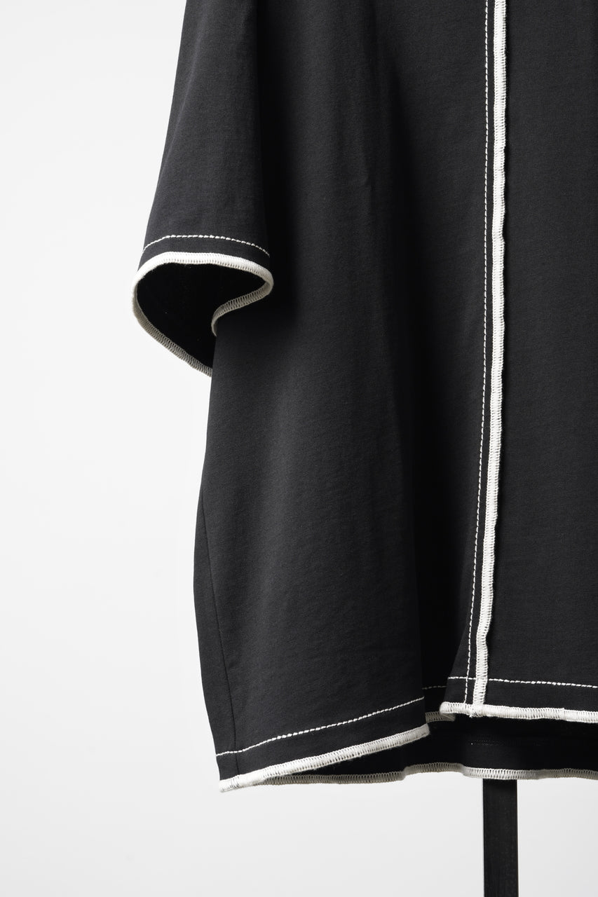 Load image into Gallery viewer, OBLADI BLACK T-SHIRT WIDTH BEIGE OVERLOCK STITCHING (BLACK)