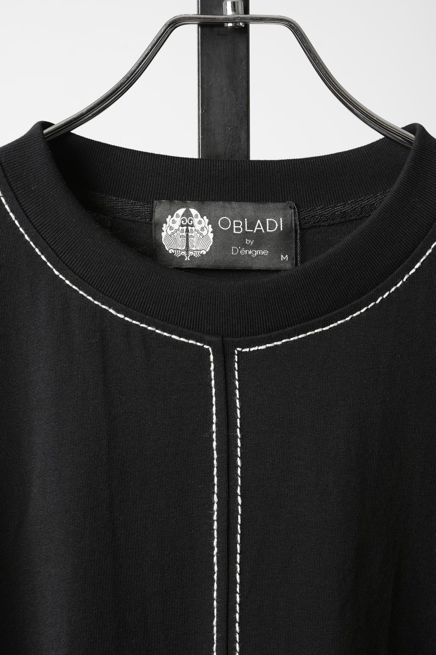 Load image into Gallery viewer, OBLADI BEIGE STITCHES ON BLACK T-SHIRT (BLACK)