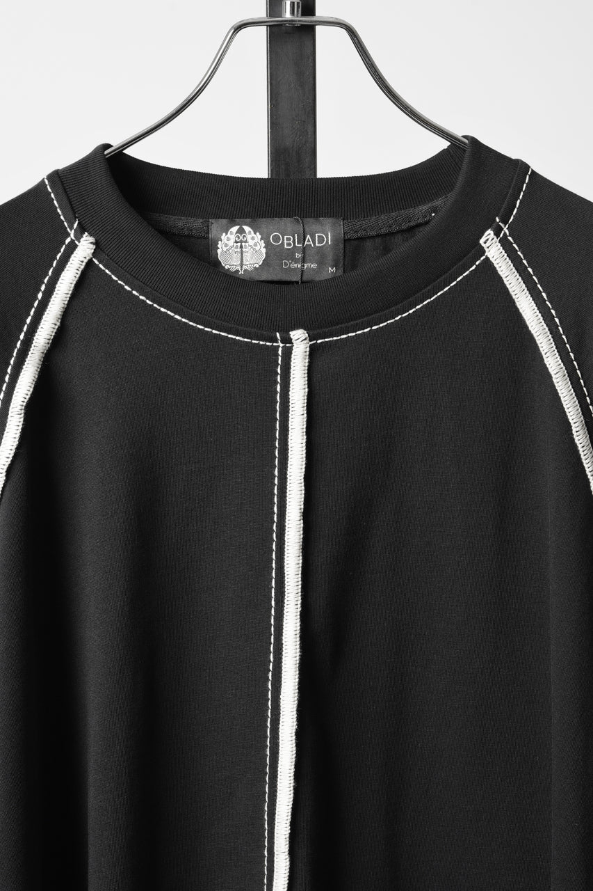 Load image into Gallery viewer, OBLADI RAGLAN LONG-SLEEVE T-SHIRT WIDTH BEIGE OVERLOCK STITCHING (BLACK)