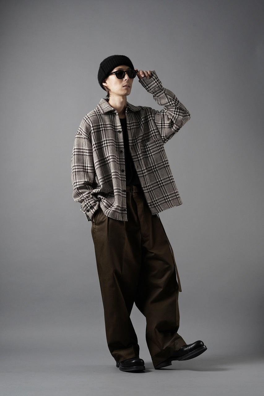 画像をギャラリービューアに読み込む, N/07 OPEN COLLAR L/S SHIRT / HOUNDSTOOTH GLEN CHECK (WHITE x BROWN)