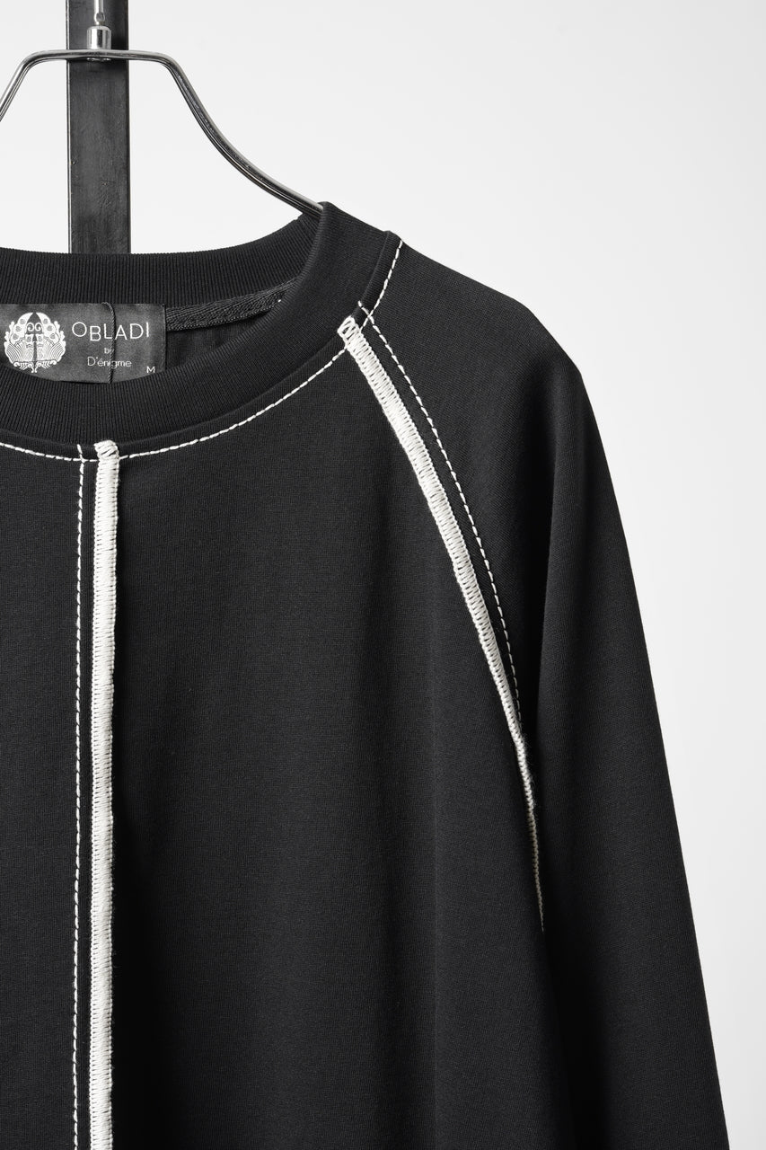 Load image into Gallery viewer, OBLADI RAGLAN LONG-SLEEVE T-SHIRT WIDTH BEIGE OVERLOCK STITCHING (BLACK)