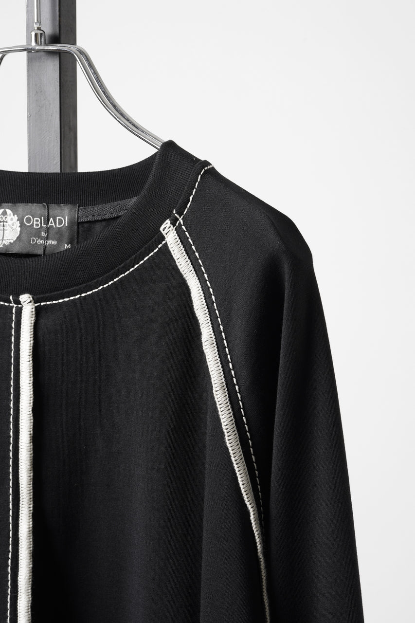 Load image into Gallery viewer, OBLADI RAGLAN LONG-SLEEVE T-SHIRT WIDTH BEIGE OVERLOCK STITCHING (BLACK)