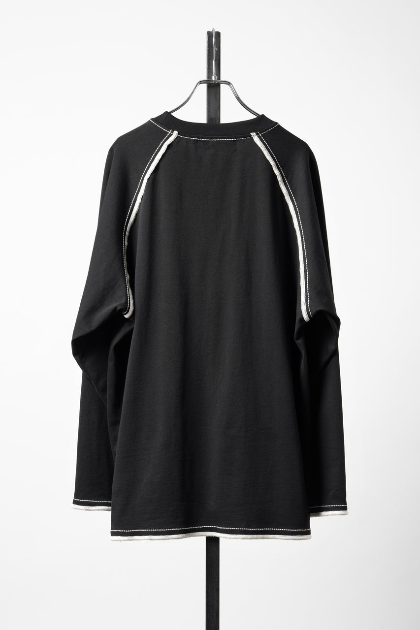 Load image into Gallery viewer, OBLADI RAGLAN LONG-SLEEVE T-SHIRT WIDTH BEIGE OVERLOCK STITCHING (BLACK)