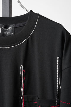 画像をギャラリービューアに読み込む, OBLADI RED AND BEIGE STITCHES POCKET ON BLACK T-SHIRT (BLACK)