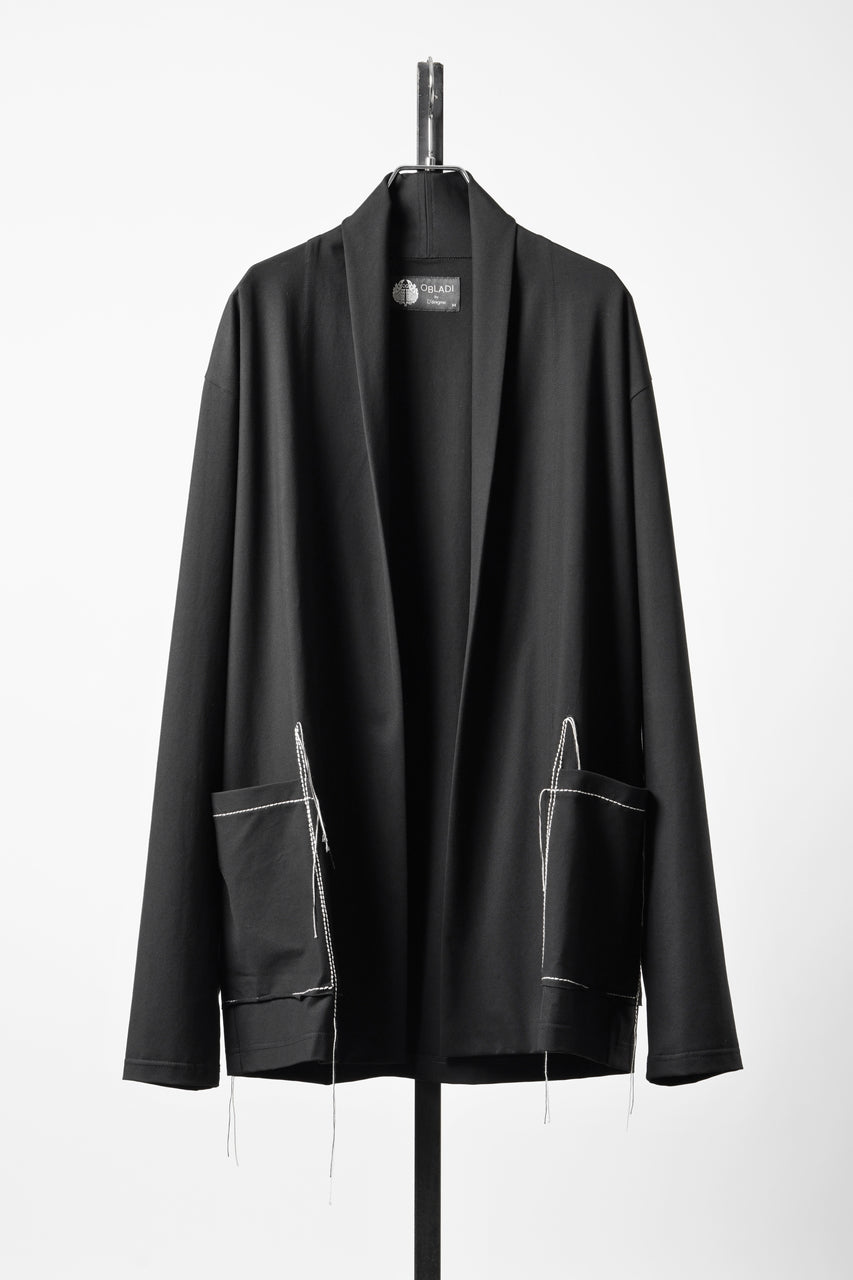 画像をギャラリービューアに読み込む, OBLADI CARDIGAN WITH BEIGE STITCHED POCKET (BLACK)