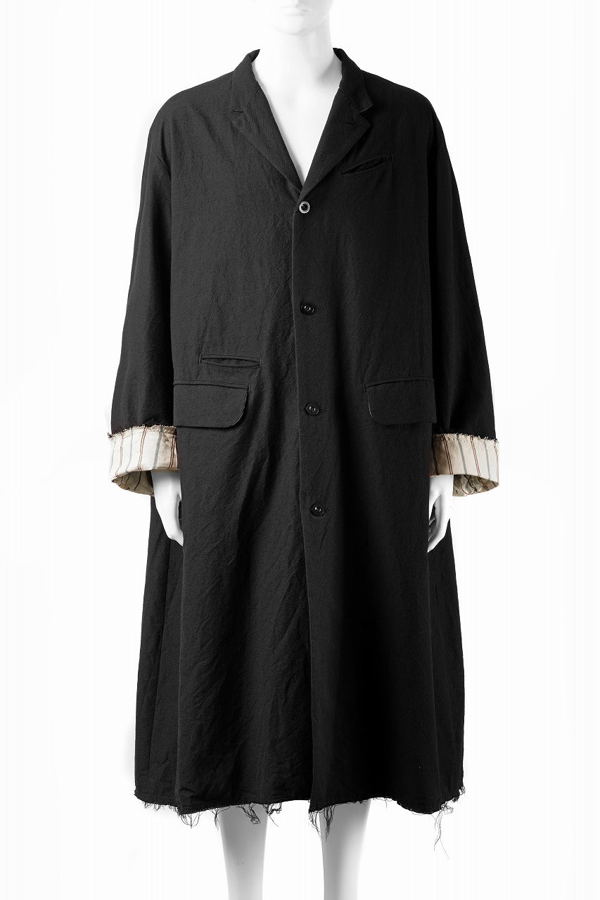 画像をギャラリービューアに読み込む, KLASICA &quot;1983&quot; CUT OFF CLASSIC STRAIGHT COAT / ALEXANDER TWILL MATT MIX (COAL BLACK)