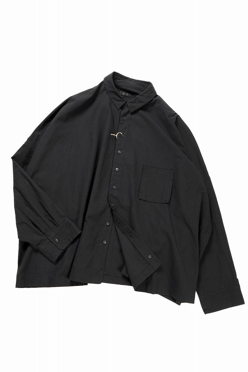 KLASICA EXTRA WIDE BOXY SHIRTS / HIGH TWISTED COTTON POPLIN HANDWASH & SUN DRY (BLACK)