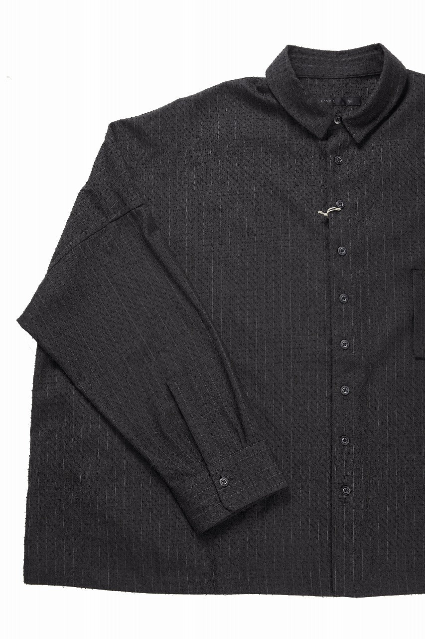 Load image into Gallery viewer, KLASICA EXTRA WIDE OUTER SHIRTS / FORK NEEDLE PUNCH SUPER 100&#39;s PENCIL STRIPE (IRON BROWN STRIPES)