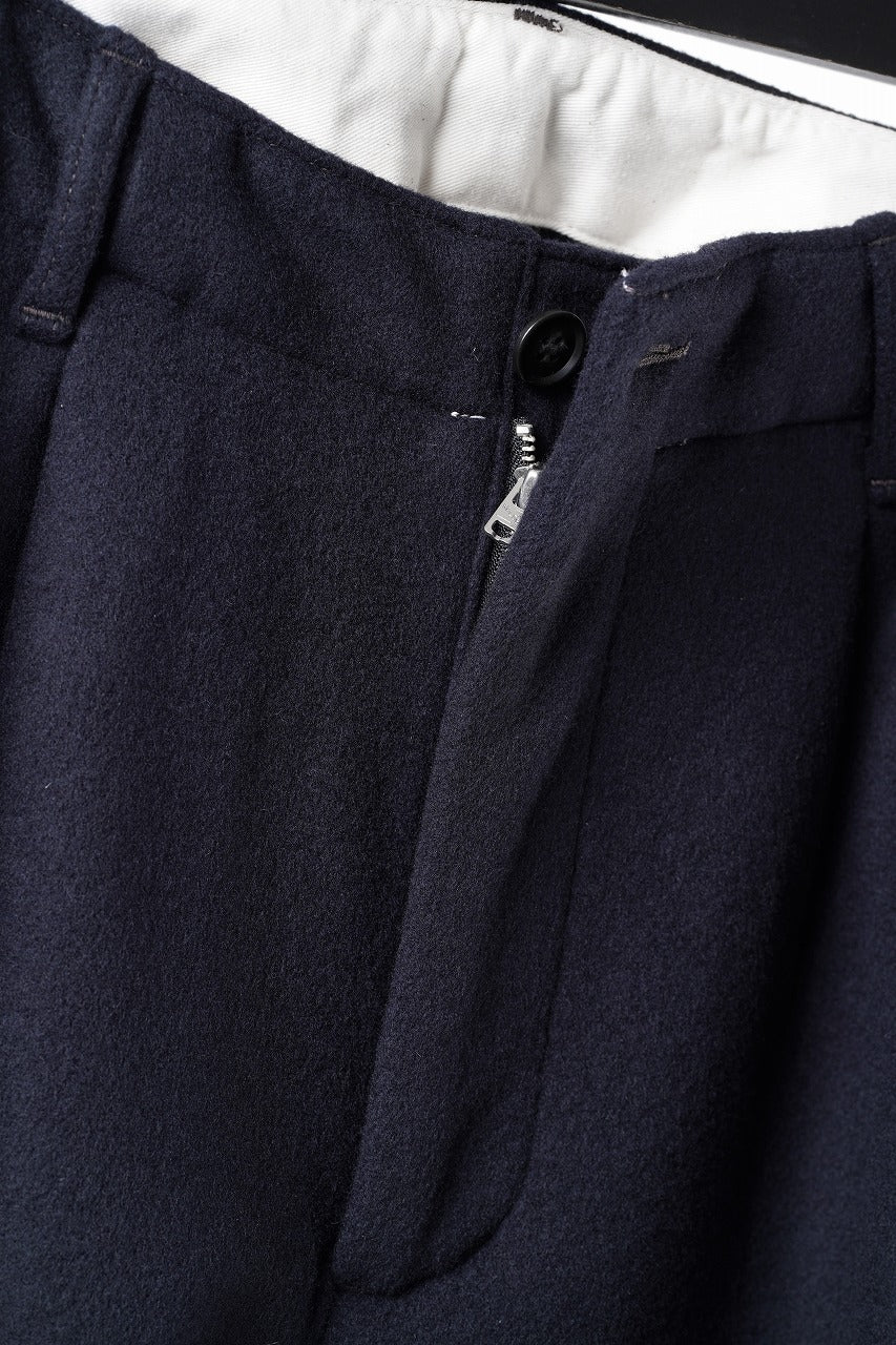 画像をギャラリービューアに読み込む, FULLCOUNT 1145 WOOL MELTON WIDETUCK TROUSERS (NAVY)