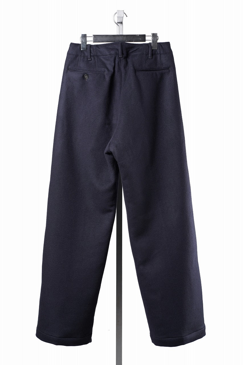 画像をギャラリービューアに読み込む, FULLCOUNT 1145 WOOL MELTON WIDETUCK TROUSERS (NAVY)