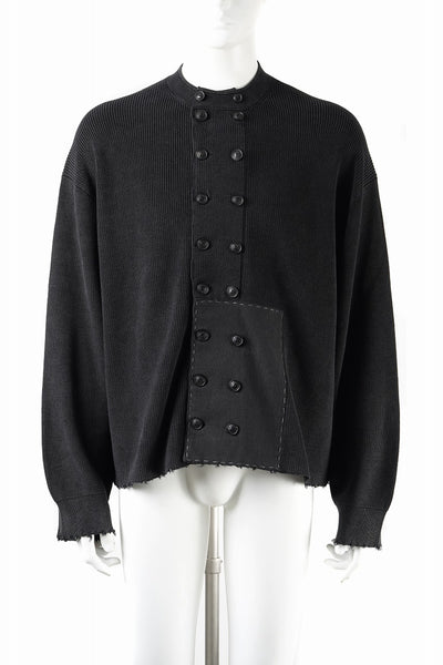 Professor.E DOUBLED BREASTED AGED KNIT (BLACK)