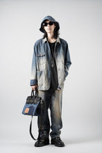 画像をギャラリービューアに読み込む, ierib exclusive 2Way Bark Bag 30 / Vintage Denim + Horse Leather (INDIGO x BLACK #B)