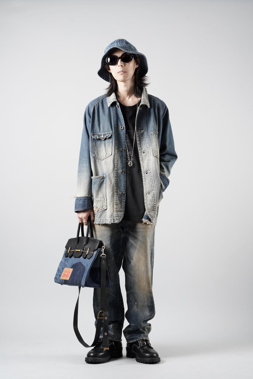 画像をギャラリービューアに読み込む, ierib exclusive 2Way Bark Bag 30 / Vintage Denim + Horse Leather (INDIGO x BLACK #B)