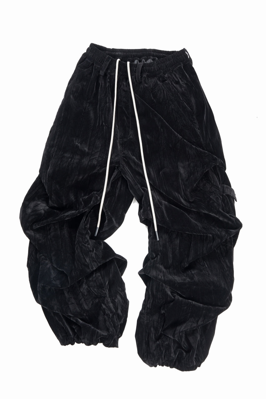画像をギャラリービューアに読み込む, A.F ARTEFACT WASHER VELOR TUCK WIDE PANTS (BLACK)