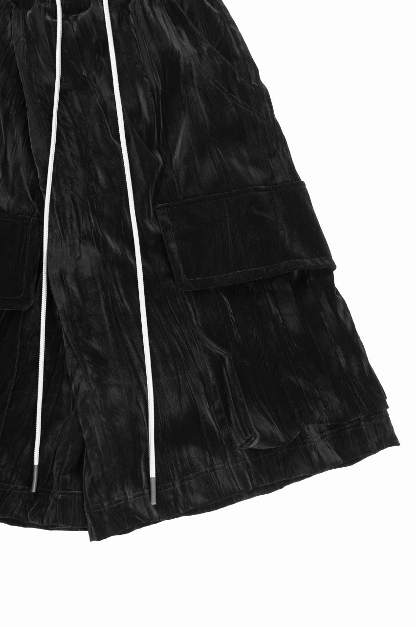 画像をギャラリービューアに読み込む, A.F ARTEFACT WASHER VELOR WRAP SKIRT SHORTS (BLACK)