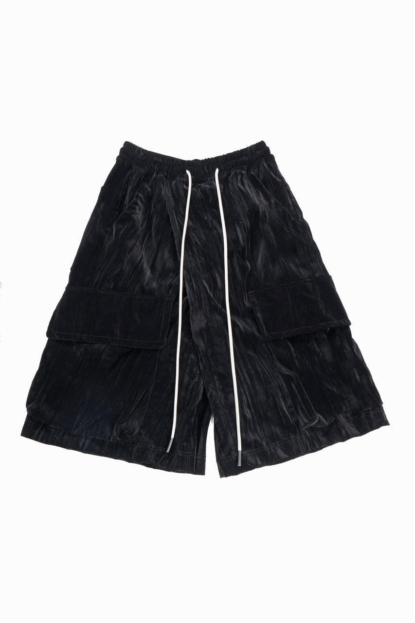 A.F ARTEFACT WASHER VELOR WRAP SKIRT SHORTS (BLACK)