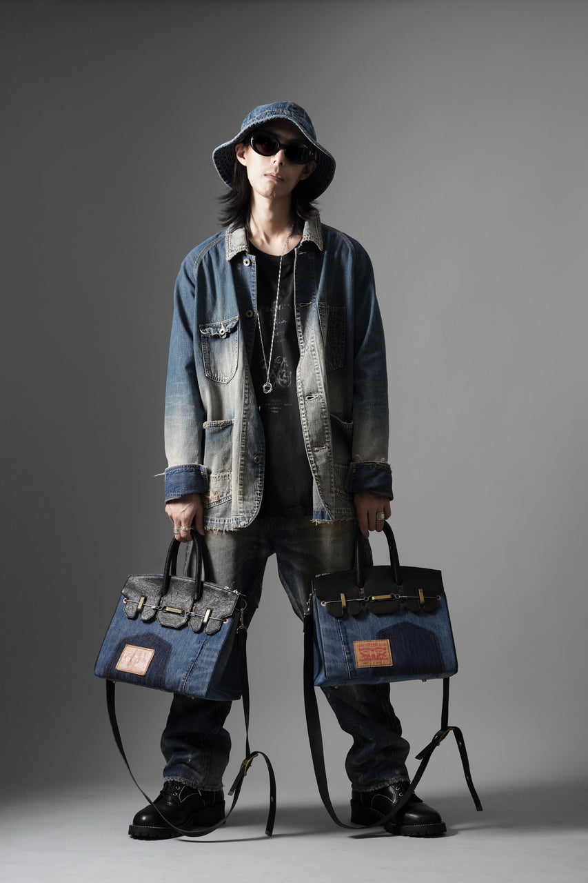 画像をギャラリービューアに読み込む, ierib exclusive 2Way Bark Bag 30 / Vintage Denim + Horse Leather (INDIGO x BLACK #B)