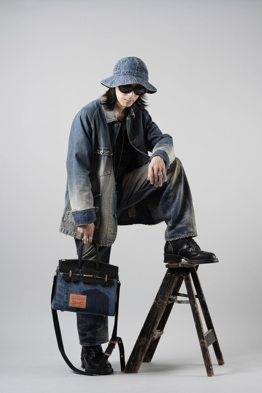 画像をギャラリービューアに読み込む, ierib exclusive 2Way Bark Bag 30 / Vintage Denim + Horse Leather (INDIGO x BLACK #B)