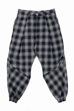 A.F ARTEFACT TUCK WIDE EASY PANTS / TARTAN CHECK (BLACK x GREY)