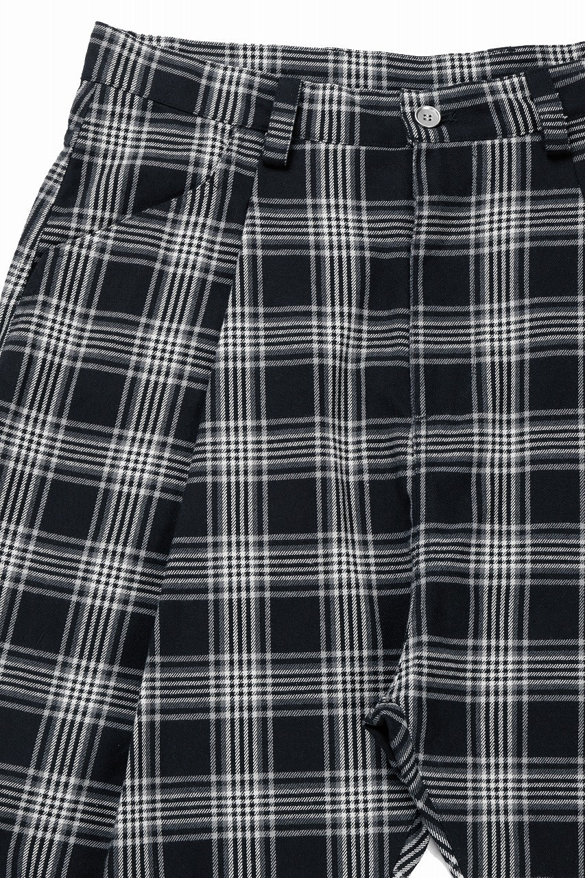 画像をギャラリービューアに読み込む, A.F ARTEFACT TUCK WIDE EASY PANTS / TARTAN CHECK (BLACK x GREY)