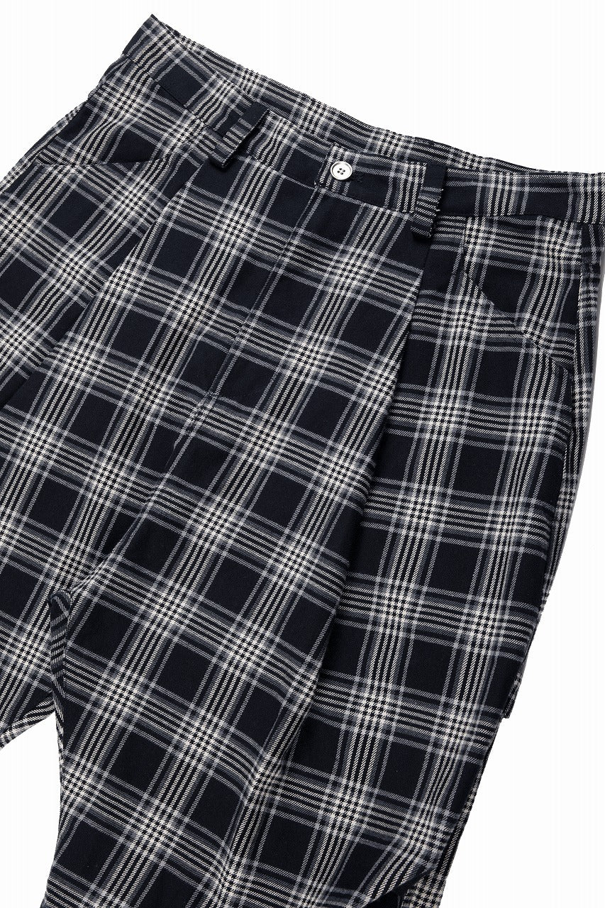 画像をギャラリービューアに読み込む, A.F ARTEFACT TUCK WIDE EASY PANTS / TARTAN CHECK (BLACK x GREY)