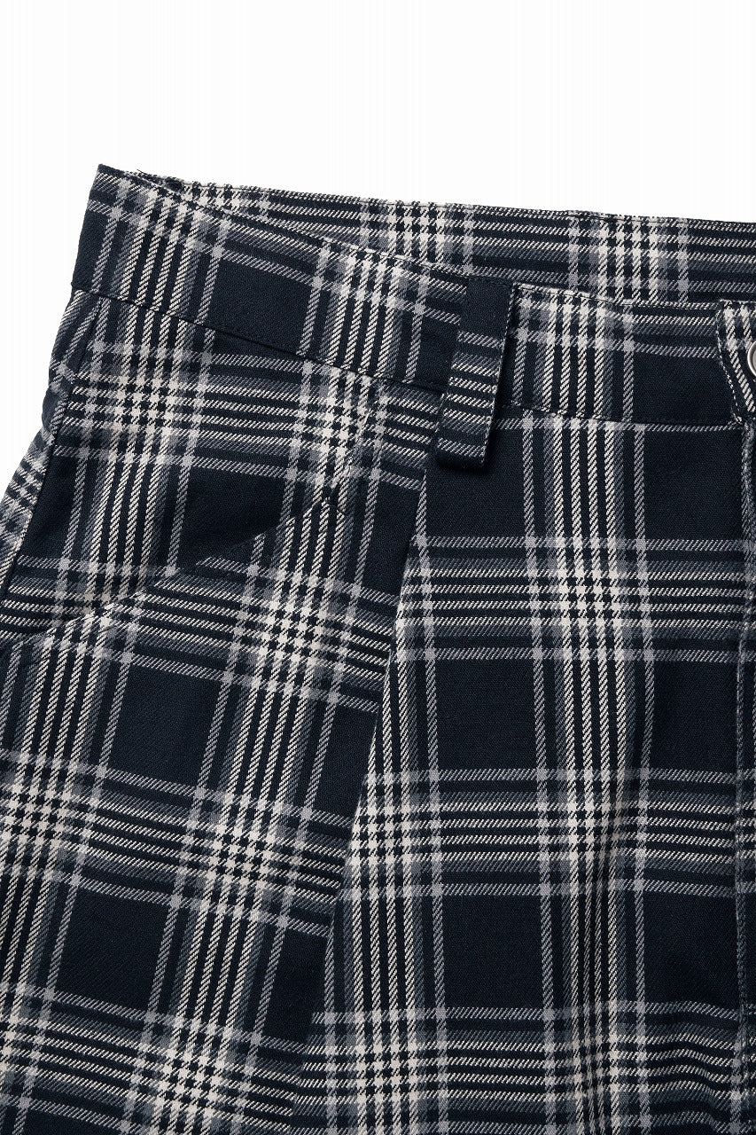 画像をギャラリービューアに読み込む, A.F ARTEFACT TUCK WIDE EASY PANTS / TARTAN CHECK (BLACK x GREY)