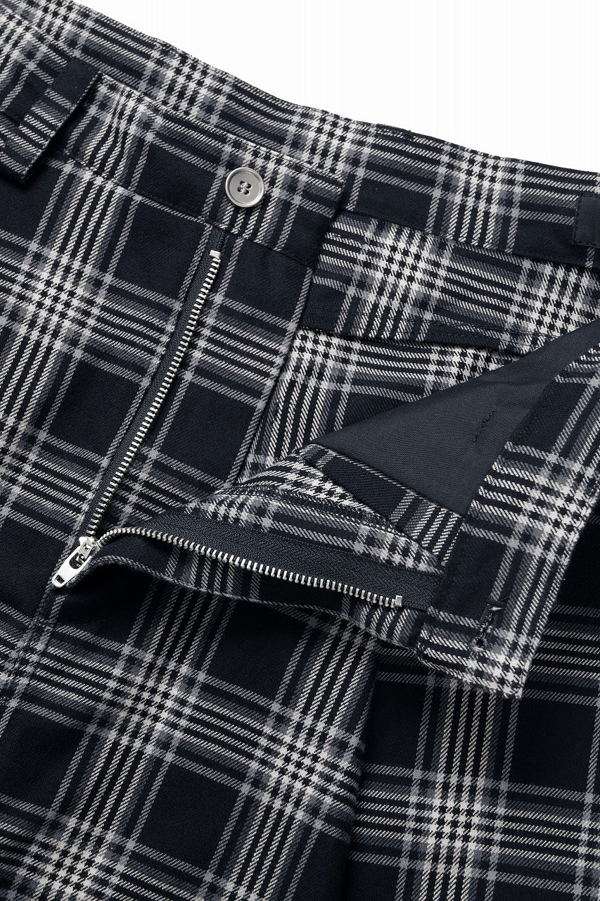 画像をギャラリービューアに読み込む, A.F ARTEFACT TUCK WIDE EASY PANTS / TARTAN CHECK (BLACK x GREY)