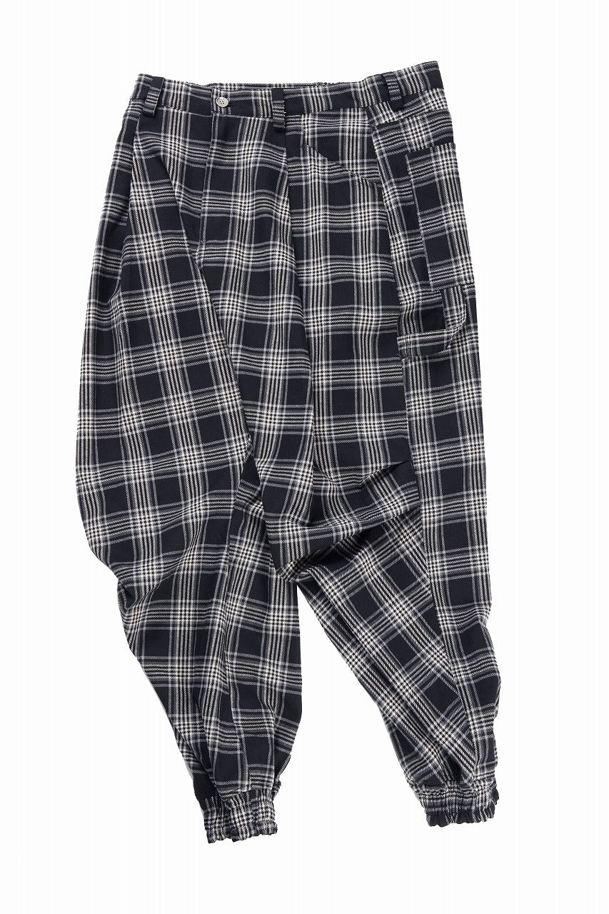 画像をギャラリービューアに読み込む, A.F ARTEFACT TUCK WIDE EASY PANTS / TARTAN CHECK (BLACK x GREY)