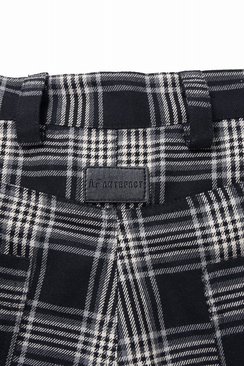 画像をギャラリービューアに読み込む, A.F ARTEFACT TUCK WIDE EASY PANTS / TARTAN CHECK (BLACK x GREY)