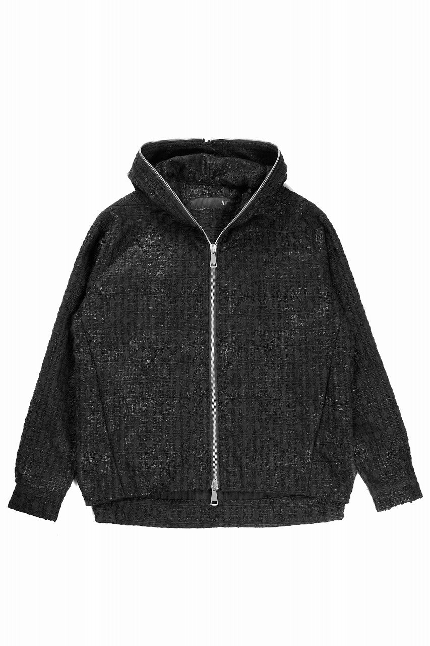 画像をギャラリービューアに読み込む, A.F ARTEFACT HOODED ZIPPER BLOUSON / LUXURY TWEED (BLACK)