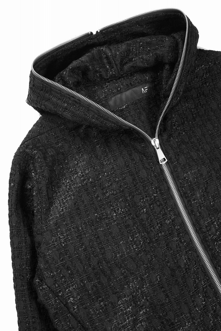 画像をギャラリービューアに読み込む, A.F ARTEFACT HOODED ZIPPER BLOUSON / LUXURY TWEED (BLACK)