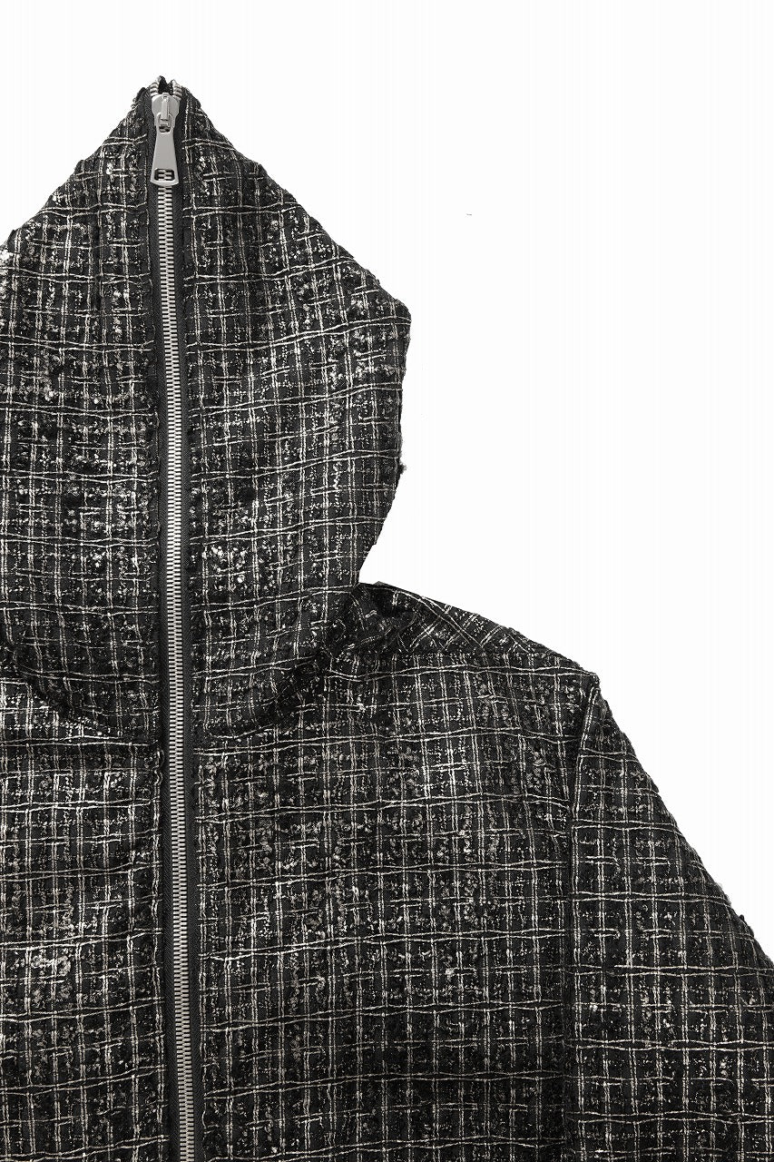 画像をギャラリービューアに読み込む, A.F ARTEFACT HOODED ZIPPER BLOUSON / LUXURY TWEED (BLACK x GOLD)