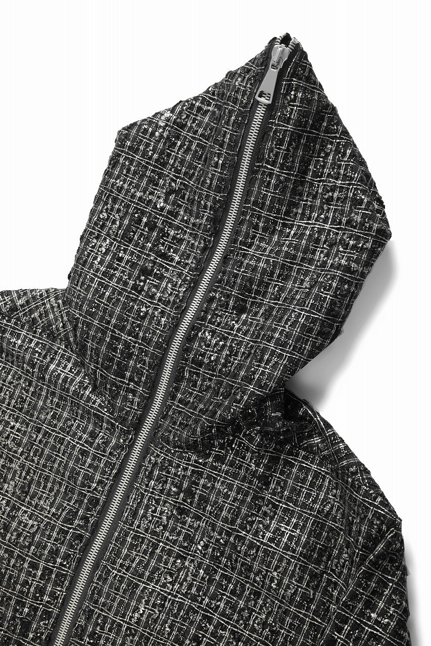 画像をギャラリービューアに読み込む, A.F ARTEFACT HOODED ZIPPER BLOUSON / LUXURY TWEED (BLACK x GOLD)