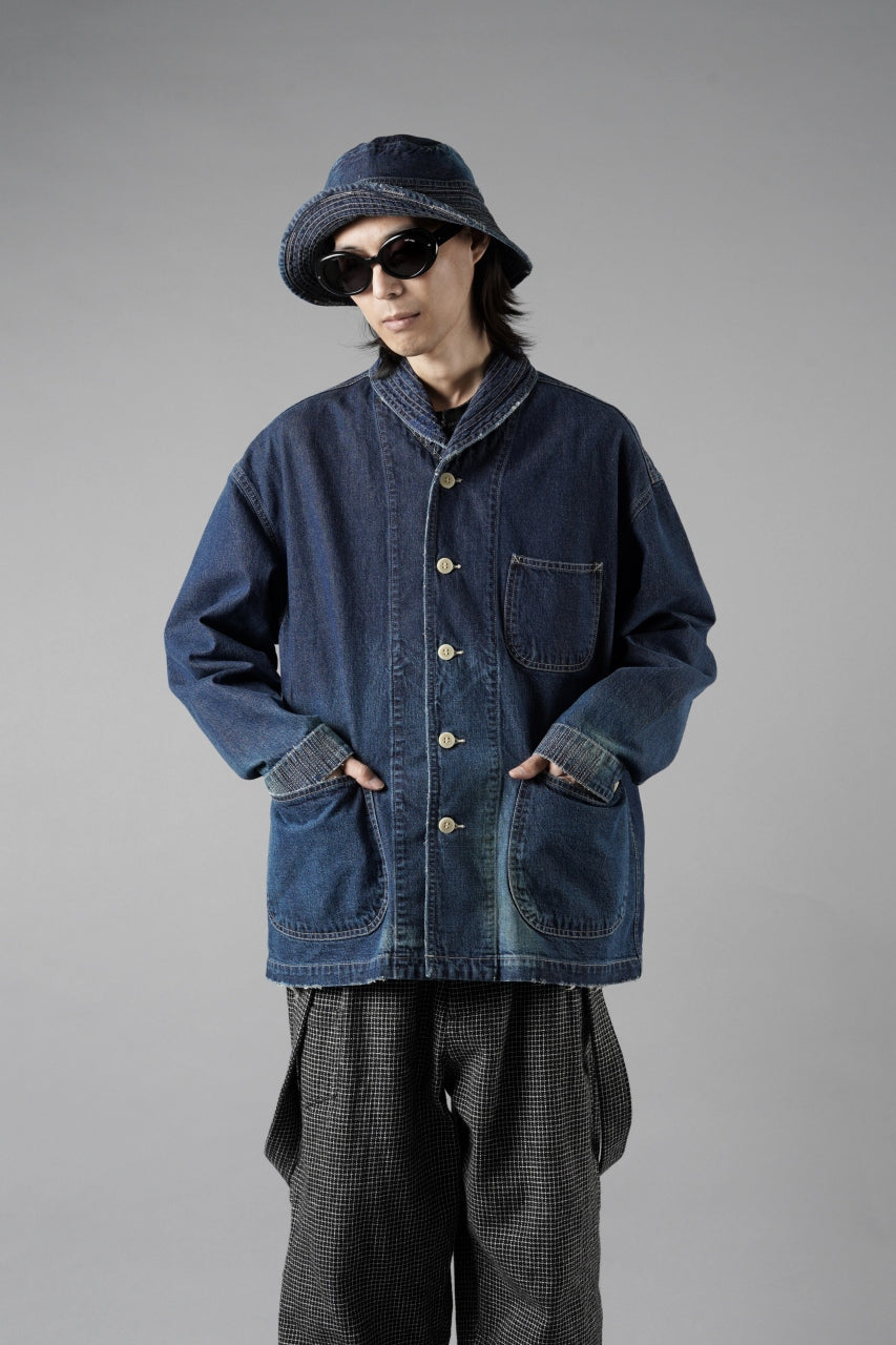 Load image into Gallery viewer, MADNESS NV. SHAWL COLLAR DENIM COVERALL (INDIGO)