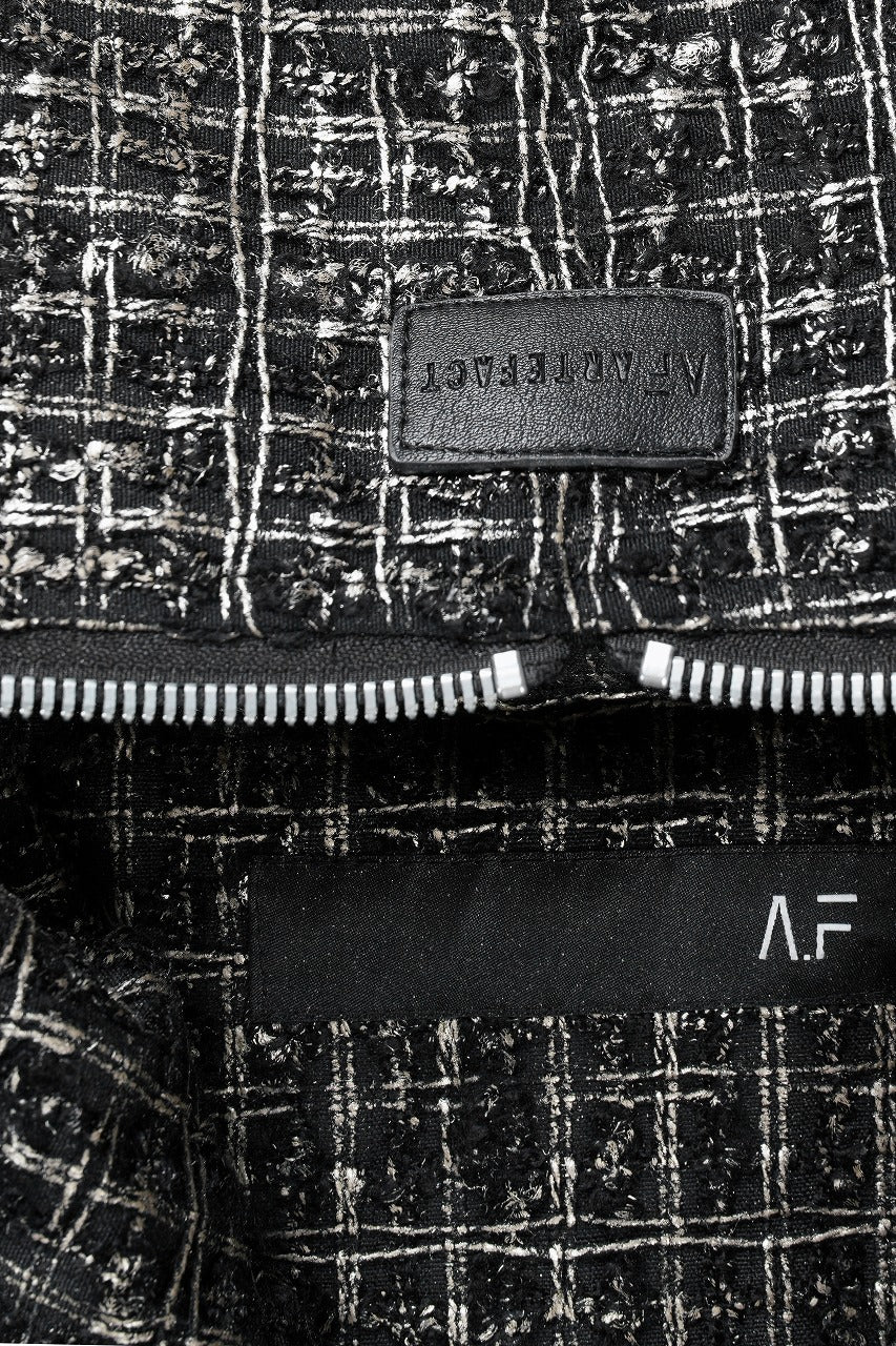 画像をギャラリービューアに読み込む, A.F ARTEFACT HOODED ZIPPER BLOUSON / LUXURY TWEED (BLACK x GOLD)