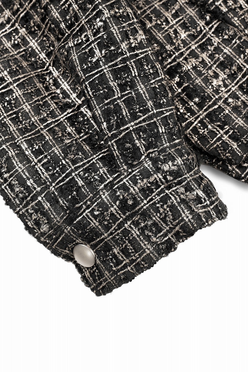 A.F ARTEFACT HOODED ZIPPER BLOUSON / LUXURY TWEED (BLACK x GOLD)