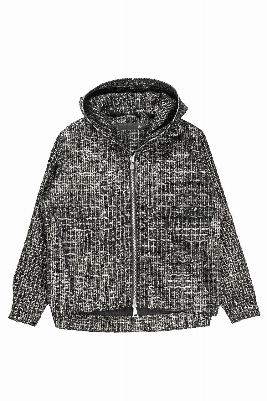 画像をギャラリービューアに読み込む, A.F ARTEFACT HOODED ZIPPER BLOUSON / LUXURY TWEED (BLACK x GOLD)